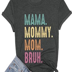 Women's Clothing, Mom Letter Print Short Sleeve T-Shirt, Crew Neck Casual Every Day Top For Spring & Summer