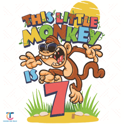 monkey birthday party 7 year old boy svg, birthday svg, monkey svg, monkey birthday svg, 7th birthday svg, 7 years old b