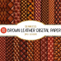Seamless Brown Leather Digital Paper | Embossing, Real Textures, Rustic, Pattern, Planner Paper, Backgrounds, Scrapbook