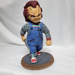 Chucky 3D printed hand painted custom figure, Chucky figure handpaint high detail, Chucky 3d sculpture
