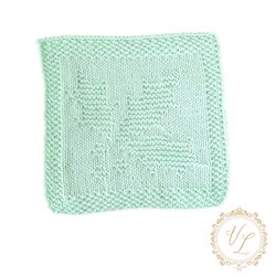knitting pattern square with holly | knit washcloth | dishcloth | v10