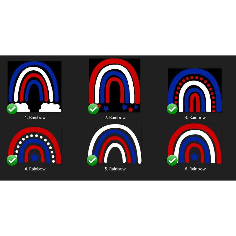 Red White & Blue Rainbow SVG Cut File Set of 6 Cute Patriotic Independence Day July 4th America Rainbow PNG Instant Digital DOWNLOAD - 2.jpg