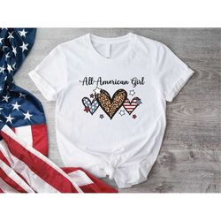 all american girl, 4th of july kids shirt, girls kids patriotic day shirt, cool american girl shirt, american women cute