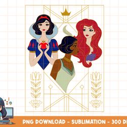 disney princess snow white tiana and ariel art deco style png, sublimation, digital print