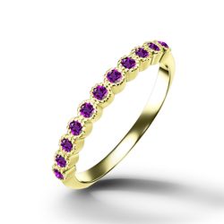 Amethyst Ring - February Birthstone - Gemstone Ring - Gold Ring - Half Eternity Ring - Delicate Ring - Stacking Ring