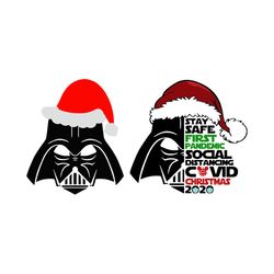 christmas darth vader face svg, stay safe, first pandemic, social distancing, covid christmas 2020,  silhouette svg fies