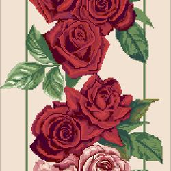 PDF Cross Stitch Digital Pattern - The Rose Panel - Embroidery Counted Templates