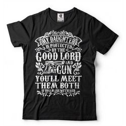 father daughter t-shirt gift for dad mens t-shirt father's day gift christmas gift daughter gun lord t-shirt mens funny