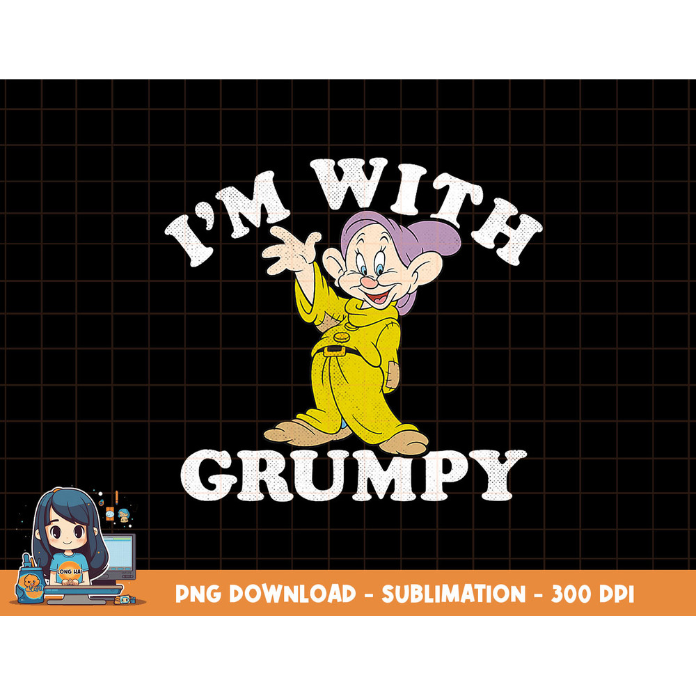 Disney Snow White & The Seven Dwarfs Dopey I m With Grumpy png, sublimation, digital print.jpg
