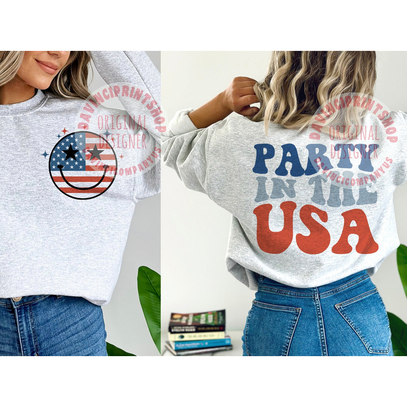 Party in the USA svg, 4th of July svg, 4th of July png, Usa Sublimation, 4th Of July Shirt Design, Retro Smiley Face png, usa svg, Retro svg - 1.jpg