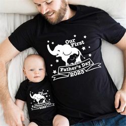 Our First Father's Day Shirt, Matching Elephant Shirt for Dad and Me,1st Father's Day, Dad and Baby Outfits Onesie, New