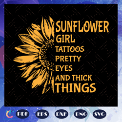 Sunflower girl with tattoos svg, sunflower svg, sunflower print, sunflower gift, sunflower svg file, sunflower love