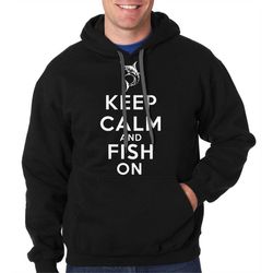 keep calm and fish on sweater fisherman hoodie gift for fisherman hooded sweatshirt