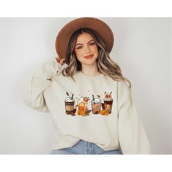 halloween pumpkin latte drink cup, fall coffee sweatshirt, pumpkin sweatshirt, cute fall shirt, thanksgiving sweatshirt,