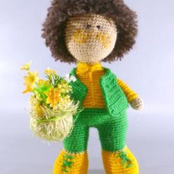 Amigurumi The Boy, flower lover.Crochet pattern PDF. Tutorial
