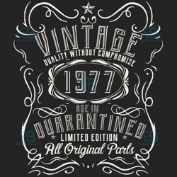 vintage quality without compromise 1977 svg, birthday svg, born in 1977 svg, turning 43 svg, 43th birthday svg, 43th bir