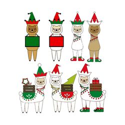 christmas elf llamas bundle christmas, christmas svg, christmas svg, silhouette svg fies