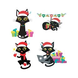 year theme christmas cats bundle christmas, christmas svg, silhouette svg fies