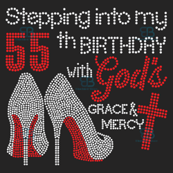 stepping into my 55th birthday with gods space and mercy svg, birthday svg, 55th birthday svg, turning 55 svg, 55 years