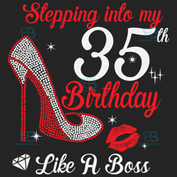 stepping into my 35th birthday like a boss svg, birthday svg, 35th birthday svg, turning 35 svg, 35 years old, 35th birt