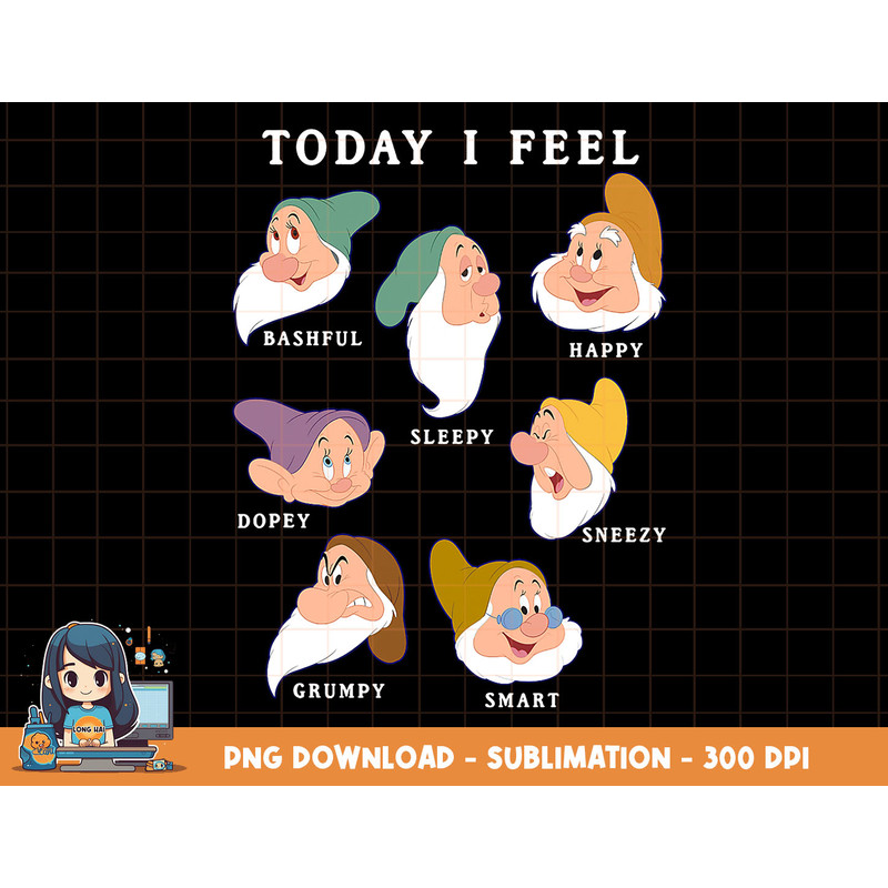 Disney Snow White And The Seven Dwarfs Expressions Today png, sublimation, digital print.jpg