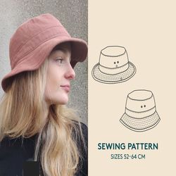 Bucket hat PDF sewing pattern and video tutorial, Safari hat sewing pattern, instant download
