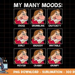 disney snow white and the seven dwarfs grumpy s many moods png, sublimation, digital print