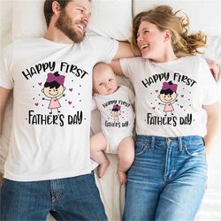 Happy First Father's Day Shirt, Matching Shirt for Dad and Son, Our 1st Father's Day, Dad and Baby Outfits Onesie, New D