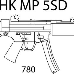 hk mp 5 sd machine gun vector file for laser engraving, cnc router, cutting, engraving, cricut, vinyl cutting file