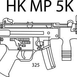 HK MP 5 SD MACHINE GUN vector file for laser engraving, cnc router, cutting, engraving, cricut, vinyl cutting file