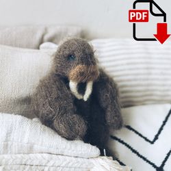 Cute Walrus knitting pattern. Fur seal DIY knitting tutorial step by step tutorial. English PDF.