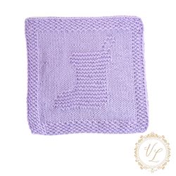 Knitting Pattern Square With Christmas Sock | Knit Washcloth | Dishcloth | V11