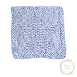 Knitting Pattern Square With Angel | Knit Washcloth | Dishcloth | V12