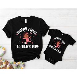 Happy First Father's Day Shirt, Matching Shirt for Dad and Daughter,1st Father's Day, New Dad and Baby Outfits, Black Da