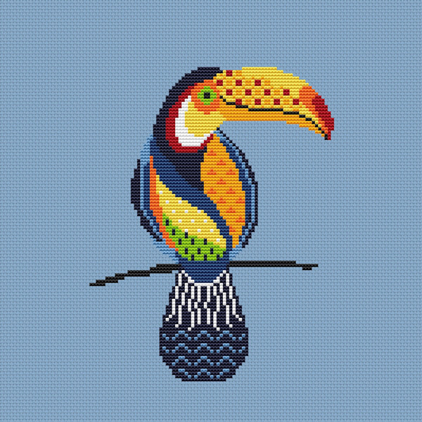 Tropical toucan crossstitch pattern