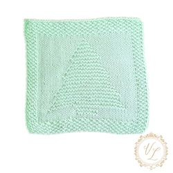 Square Knitting Pattern | Square With Christmas Tree | Knit Washcloth | Dishcloth | Baby Blanket | V14