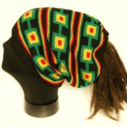 Crochet Rasta Hat with a hole for Dreadlocks. Headband Rasta Style . Hair band . Open Top