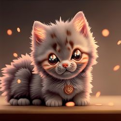 Sparkling Gray Kitten - Perfect for Any Girl's Space - Digital Art
