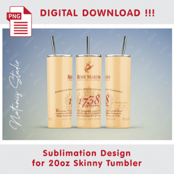 Inspired Remy Martin Template - Seamless Sublimation Pattern - 20oz SKINNY TUMBLER - Full Tumbler Wrap