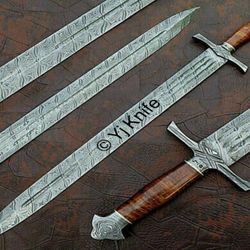 Custom Hand Forged, Damascus Steel Functional Sword 31 inches, Viking Sword, Swords Battle Ready, With Sheath