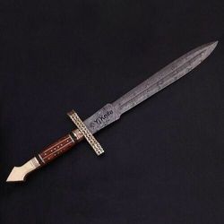 Custom Hand Forged, Damascus Steel Functional Sword 26 inches, Viking Sword, Swords Battle Ready, With Sheath