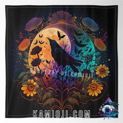 floral moon tarot card cloth tarot cards cloth crow flower oracle cloth for readings pagan altar cloth divination tools
