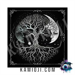 tree of life moon tarot cloth, occult tarot card reading cloth, witch altar cloth, oracle cloth for readings, pagan alte
