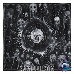 weird and creepy tarot card cloth, occult altar cloth, small alter table cover, tarot cards reading spread