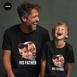 customized dad and son photo shirt, personalized dad portrait t-shirt, custom daddy gifts, his father graphic tees, tren