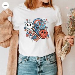 retro america shirts, patriotic shirt, 4th of july shirts, independence day t-shirt, usa smile graphic tees, fourth of j