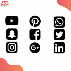 social media symbols svg, brand svg, youtube svg, printerest svg,