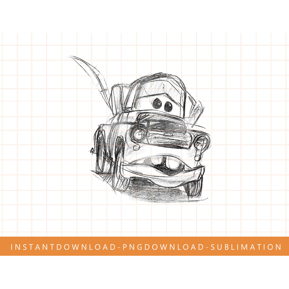 Disney Pixar Cars Mater Illustrated Line Art Graphic T-Shirt png, sublimate, digital print.jpg