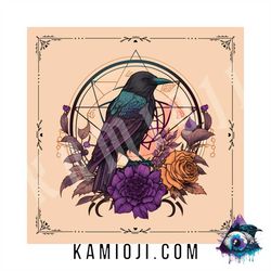 witchy crow floral tarot card cloth tarot cards cloth flower oracle cloth for readings pagan altar cloth divination tool