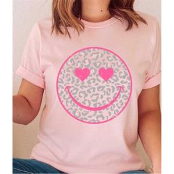 Leopard Happy Face Shirt, Happy Face T-Shirt, Smile Shirt, Women's Shirt, Shirts for women, Smiley Face Shirt ,Friend Gi